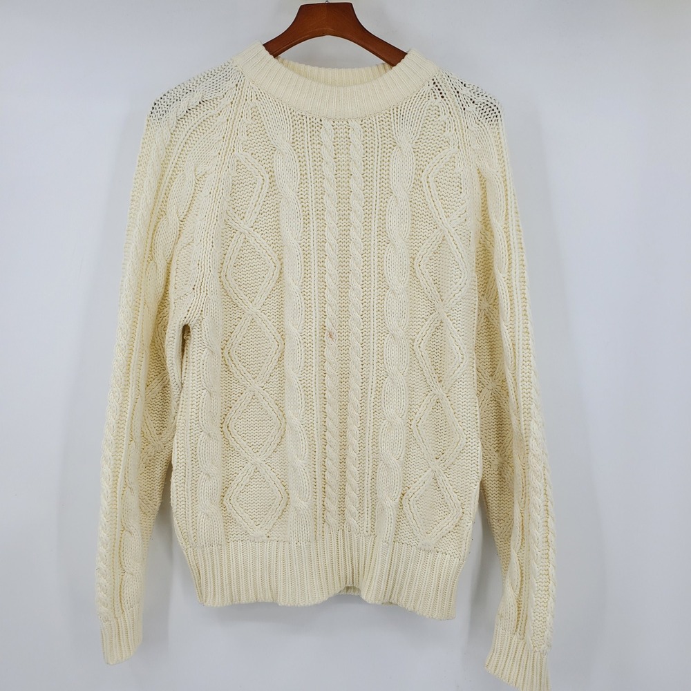 Vintage McGregor Cream Cable Knit Fisherman Sweater M International Collection